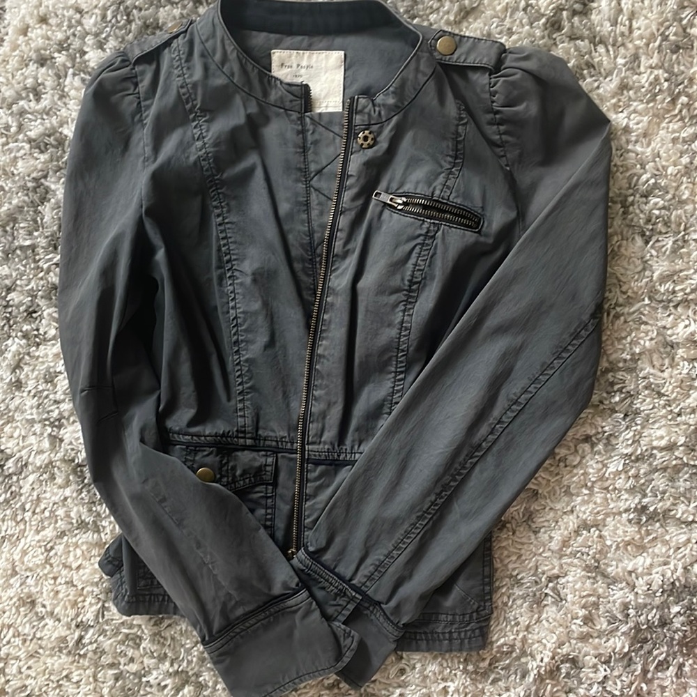 Free People gray jacket - blue/gray fall jacket size 2